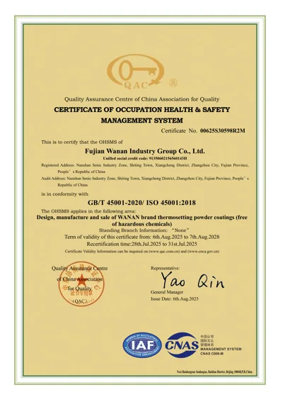 ISO 45001:2018 certificate